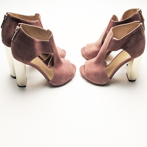 New Michael Kors Paloma Suede Open Toe Booties - Picture 5 of 8